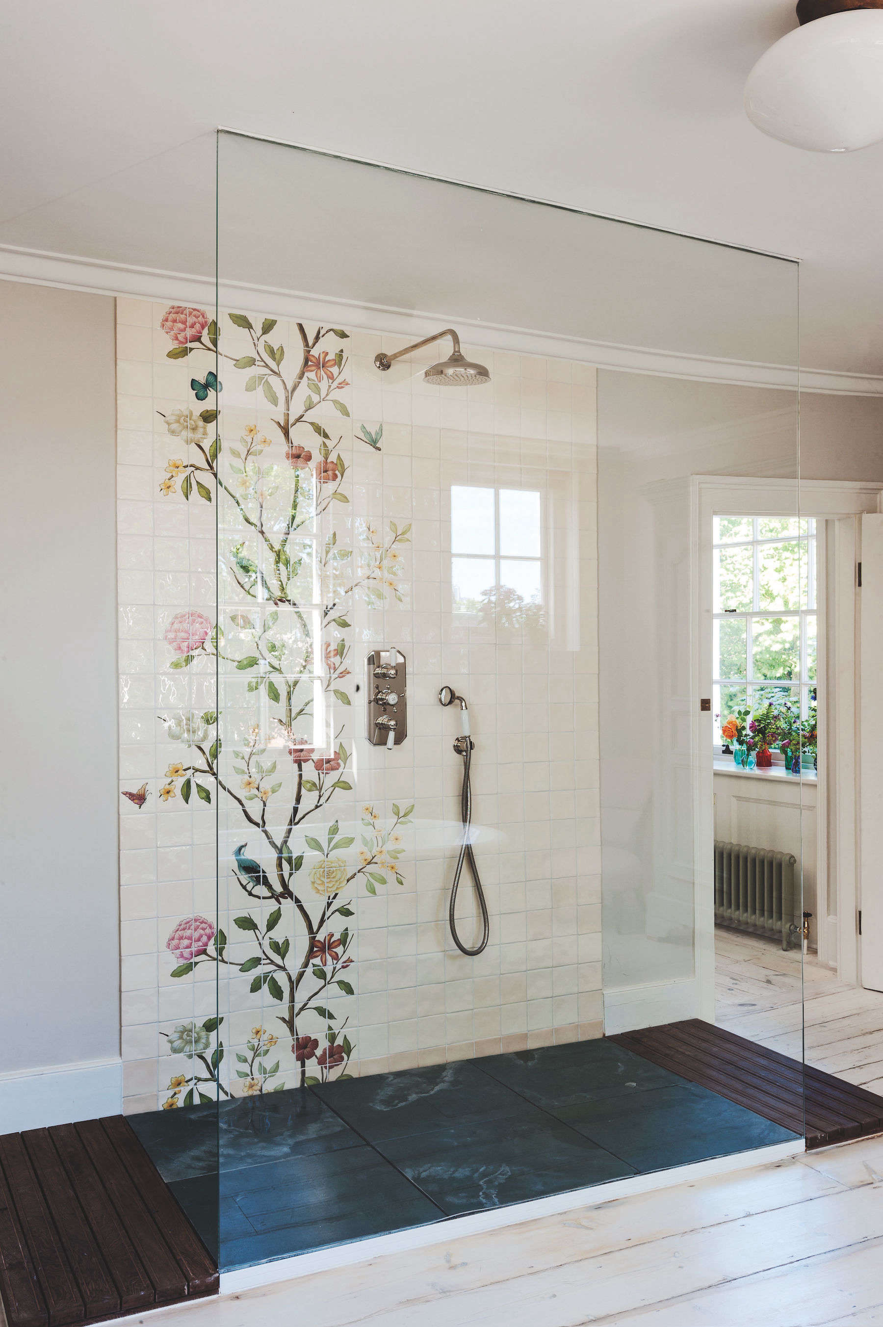 chinoiserie tile shower glass door michelle mckenna uk 27