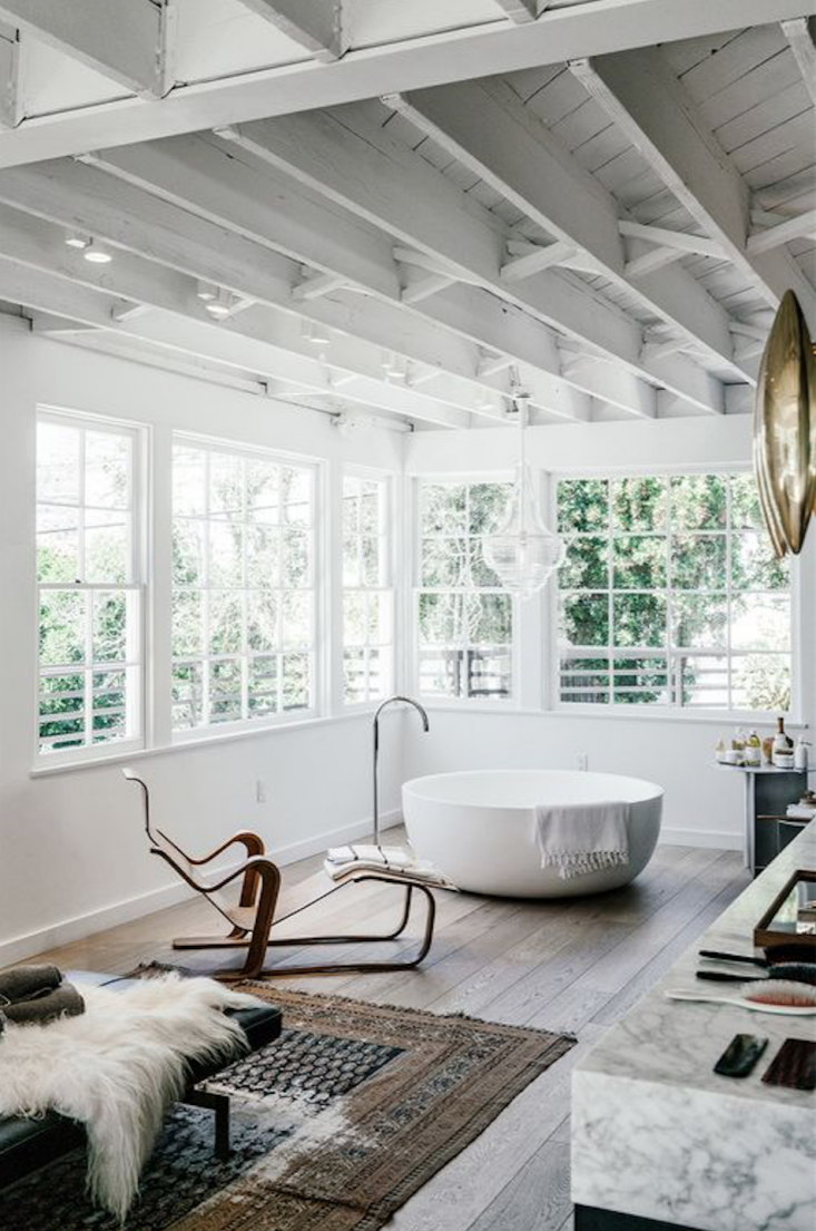 at the line in los angeles, a well worn oriental rug adds drama. 17