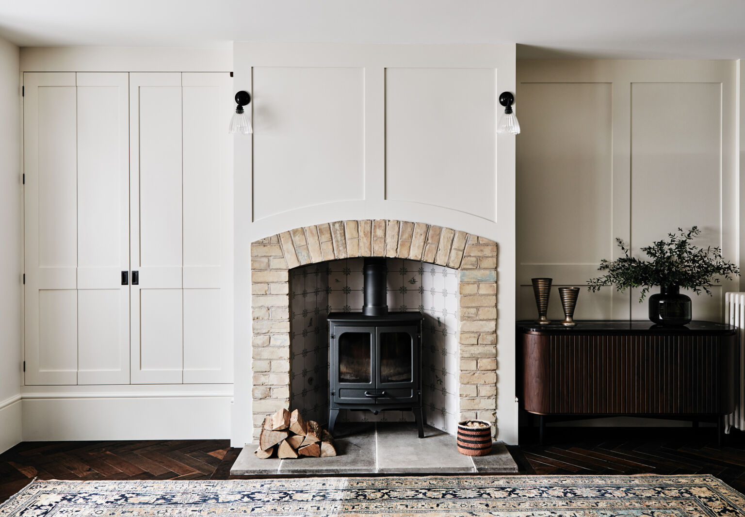 mark lewis design primrose hill house london living room wood stove