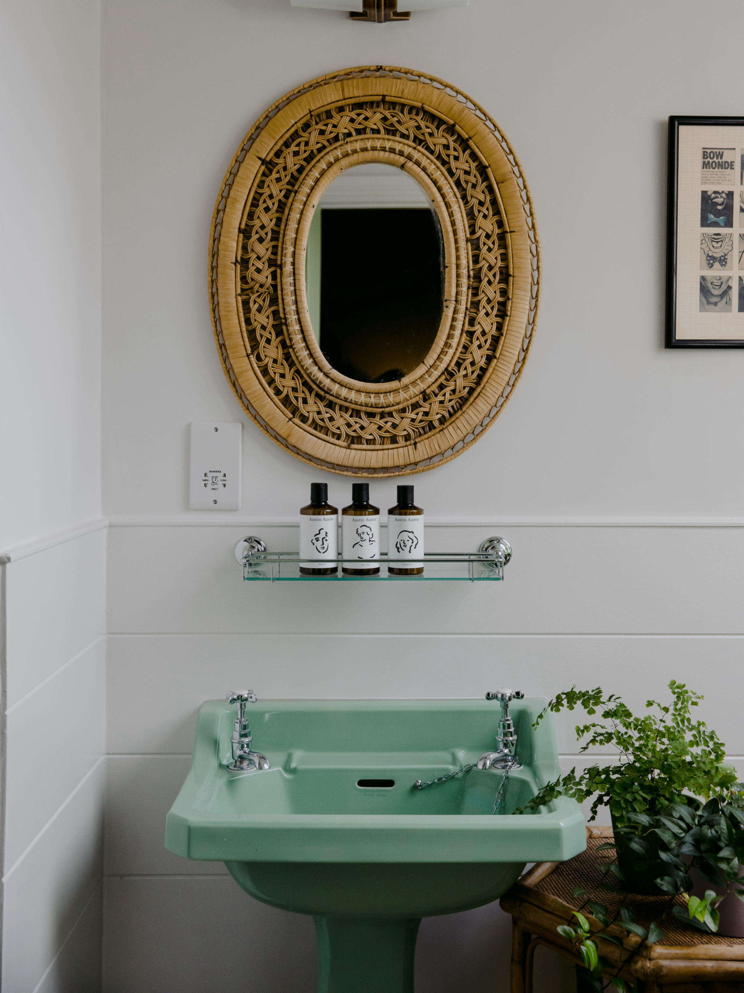 the bath on the top floor of the rose has white painted wood paneling and squar 17