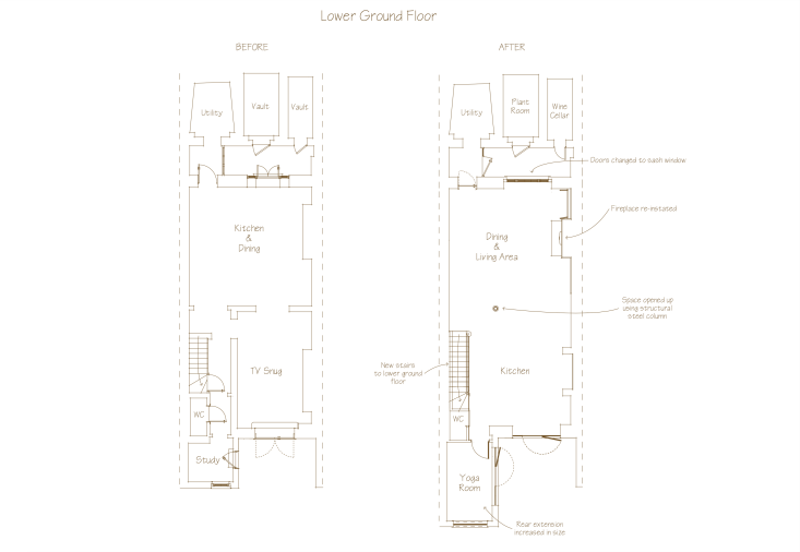 the lower ground floor —the garden level of the house—had been divided into 41