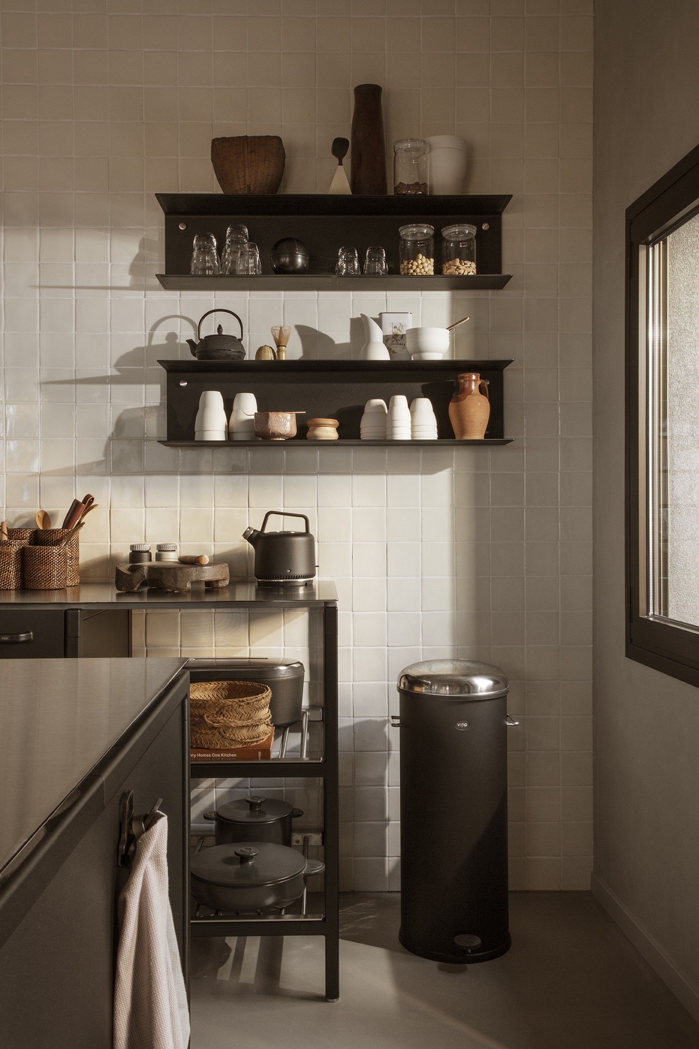 naturally there\2\17;s a kitchen size vipp pedal bin. the powder coated  21