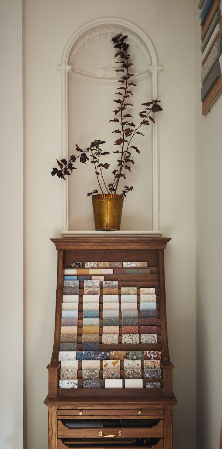 the balineum terrazzo collection has its own bespoke display unit, which fits s 24