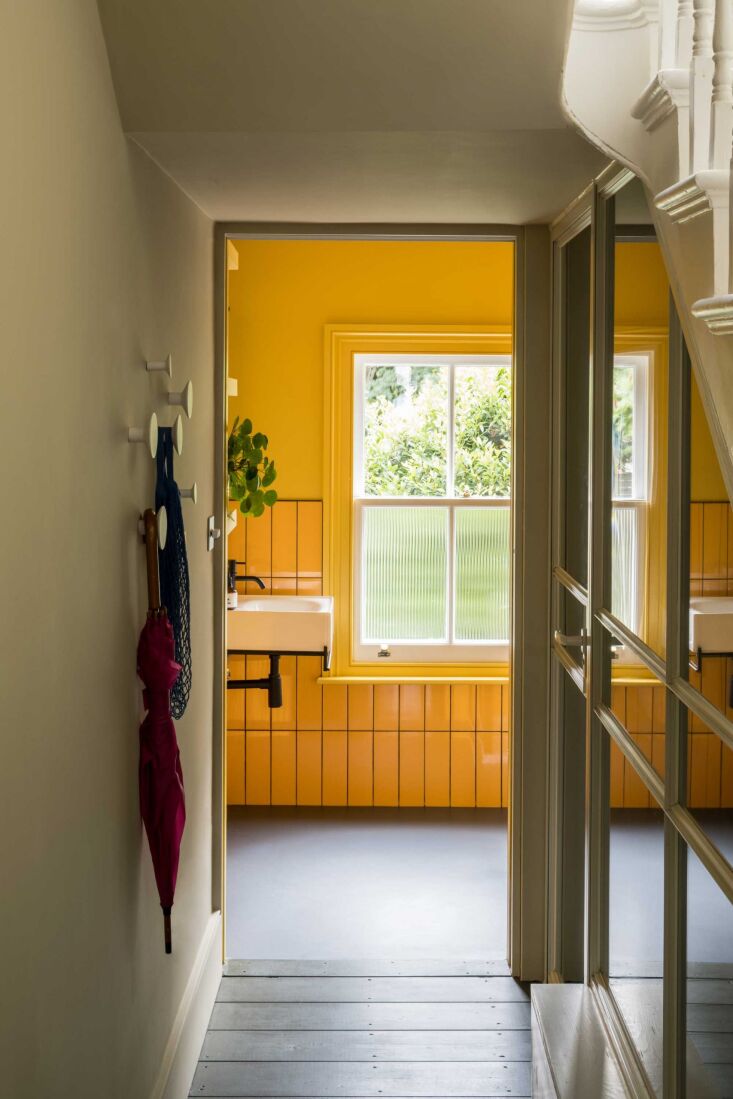the downstairs bath in the back of the building is a stark contrast to the off  17