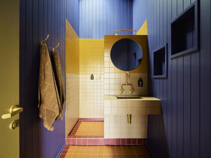 not your grandparents\2\17; ranch bathroom: painted paneling, geometric  24
