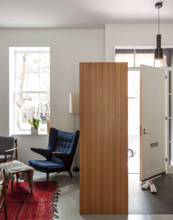 brooklyn town house remodel front door living room fernlund and logan remodelis 17