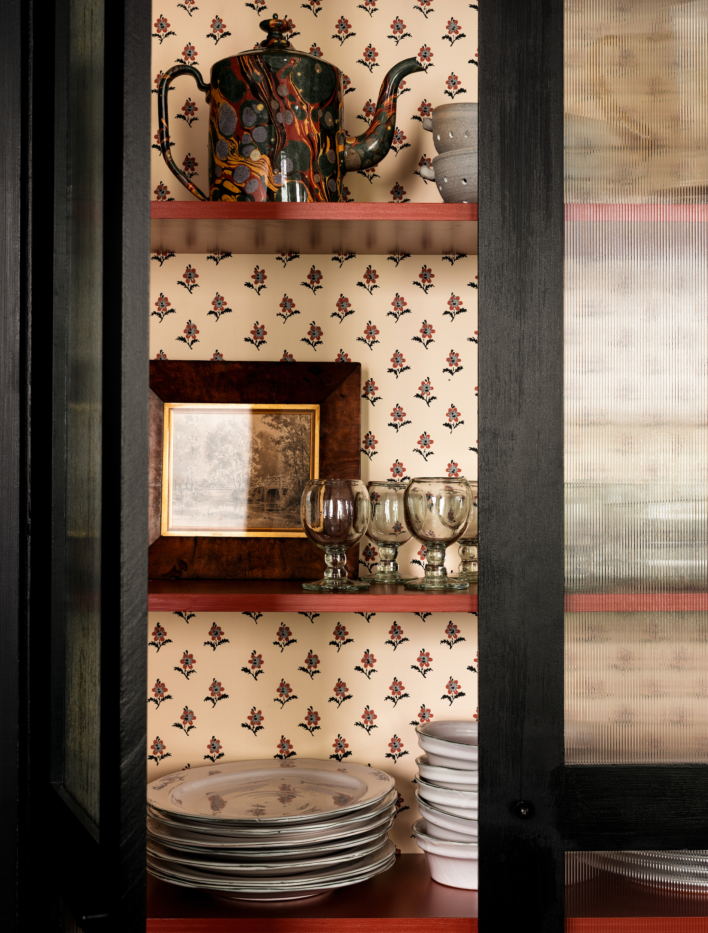 nickey kehoe upgraded an existing kitchen display cabinet by adding reeded glas 20