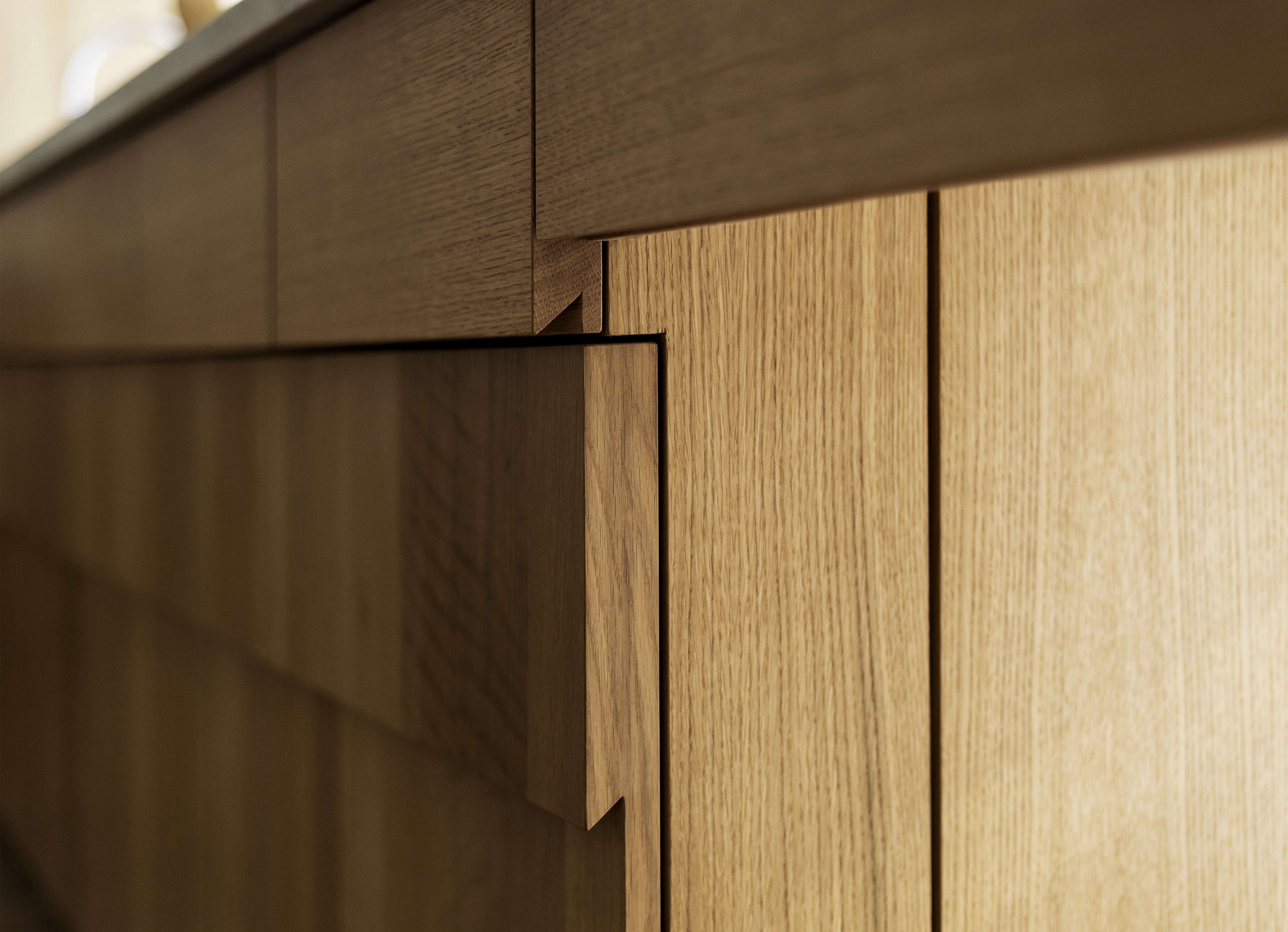 custom stepped oak kitchen cabinets detail, designed by workstead, matthew will 25