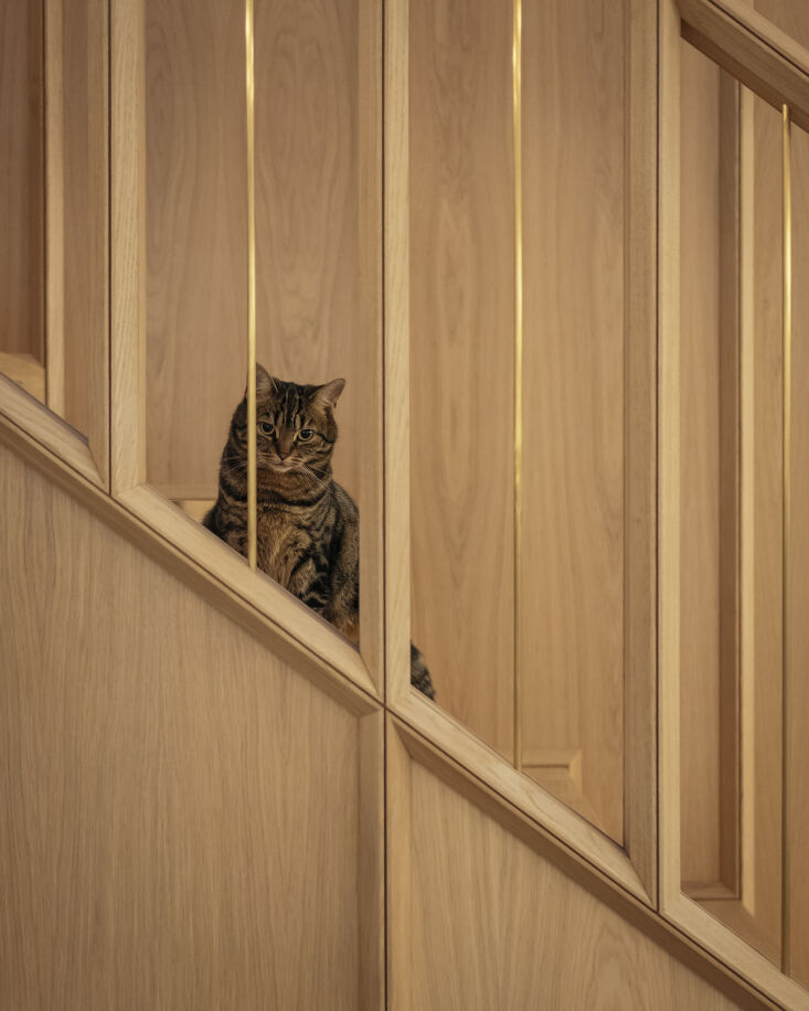 the couple\2\17;s cat among european oak angled beads and brass details. 24
