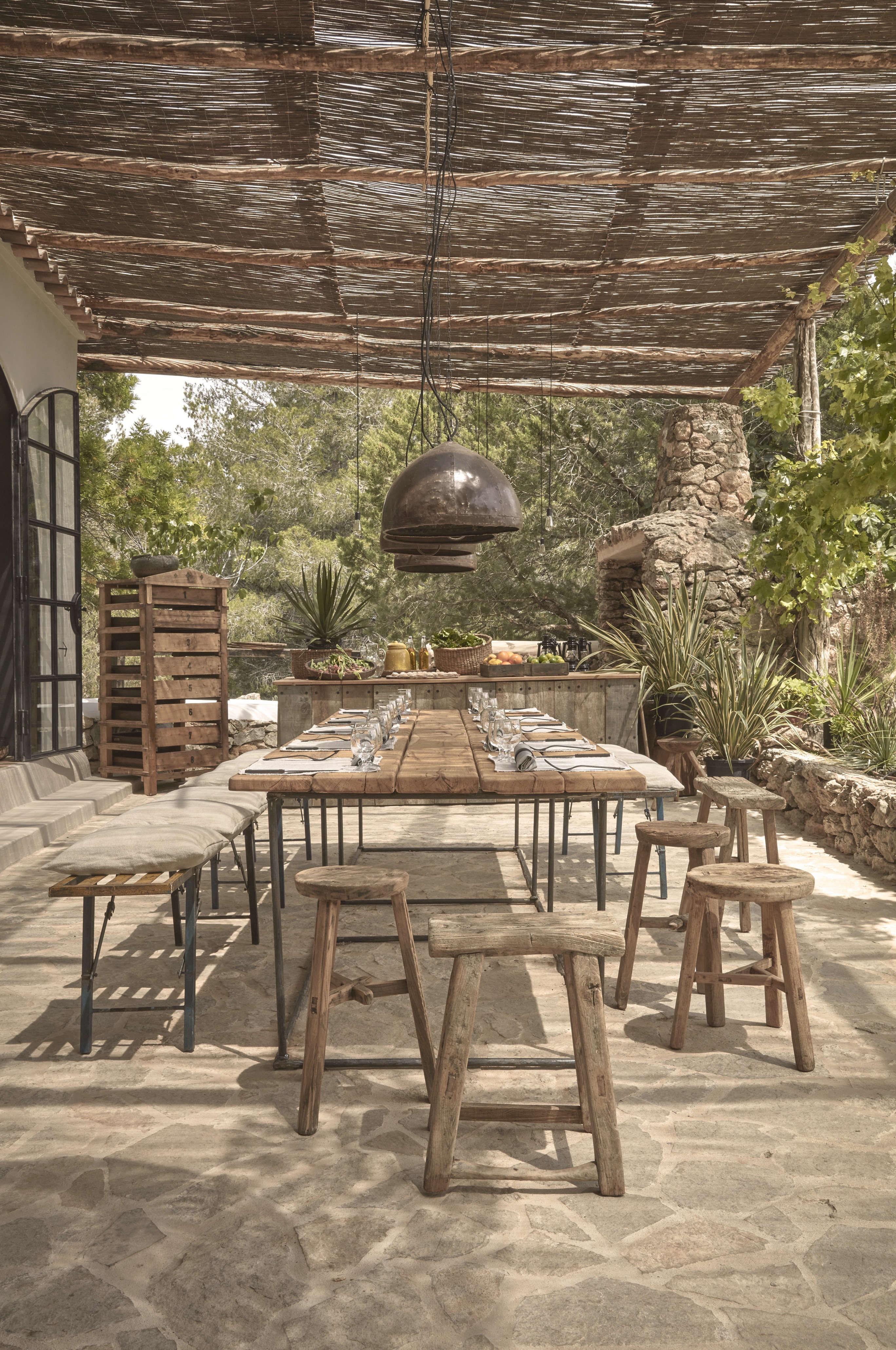 outdoor dining at la granja ibiza, a design hotels retreat on a 16th century fi 18