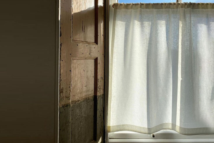 lyon stitched the striped café curtain herself. we also like the east london  32